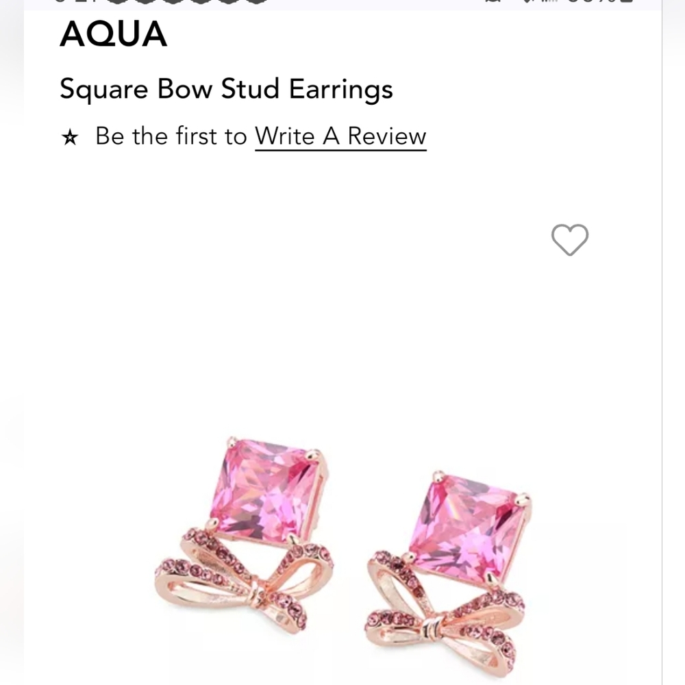GORGEOUS AQUA BOW PINK DIAMOND CZ EARRINGS